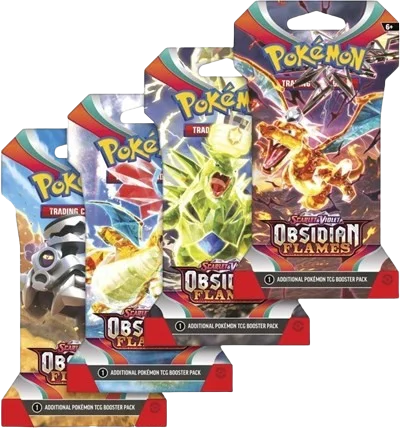 Obsidian Flames Sleeved Booster Pack Art Bundle (Set of 4)