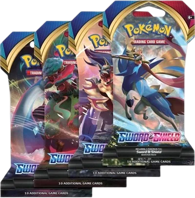 Sword & Shield Base Set Sleeved Booster Pack Art Bundle (Set of 4)